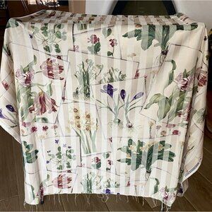 Jay Yang Striped Floral Botanical Upholstery Fabric 54” X  50”
